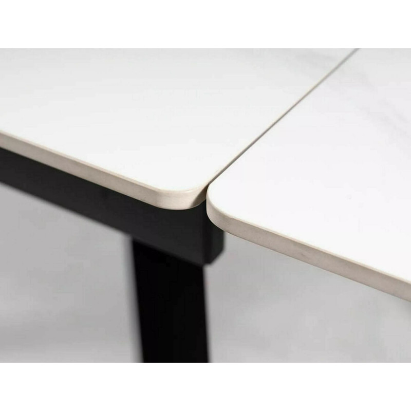 Rozkładany stół ceramiczny John biały/czarny stelaż 120(180)X85