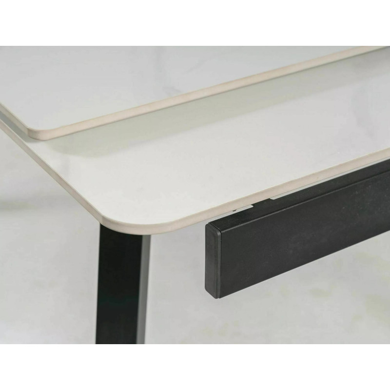 Rozkładany stół ceramiczny John biały/czarny stelaż 120(180)X85