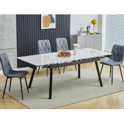 Rozkładany stół ceramiczny John biały/czarny stelaż 120(180)X85