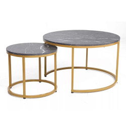 ŁAWA DION CZARNY EFEKT MARMURU/ZŁOTY (ZESTAW)