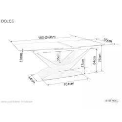 Rozkładany ceramiczny stół Dolce Ceramic szary marmur/orzech 180(240)x95 Rozkładany ceramiczny stół Dolce Ceramic szary marmur/orzech 180(240)x95