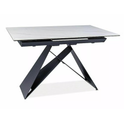 Stół rozkładany Westin SC biały efekt marmuru/czarny mat 120(160)x80