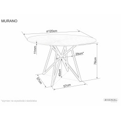Okrągły stół Murano szary/czarny metal FI120