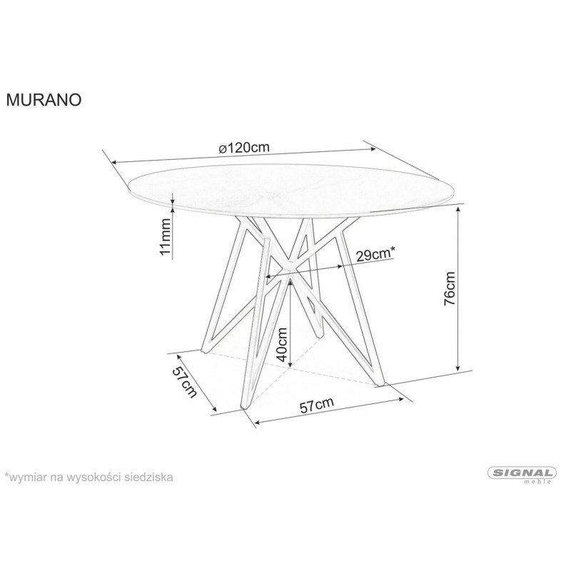 Okrągły stół Murano szary/czarny metal FI120