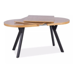 Rozkładany stół Domingo II okleina naturalna dąb/czarny 140(272)x80