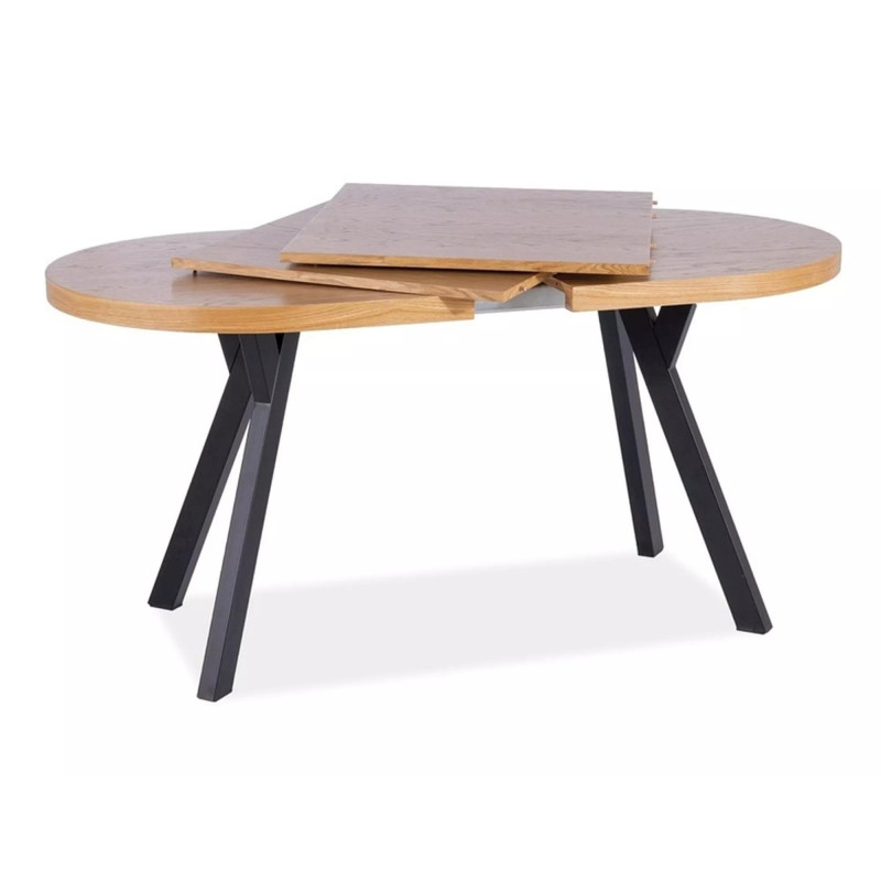 Rozkładany stół Domingo II okleina naturalna dąb/czarny 140(272)x80