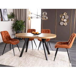 Rozkładany stół Domingo II okleina naturalna dąb/czarny 140(272)x80