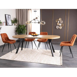 Rozkładany stół Domingo II okleina naturalna dąb/czarny 140(272)x80