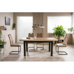 STÓŁ PRESTO DĄB ARTISAN / CZARNY 140(218)X80