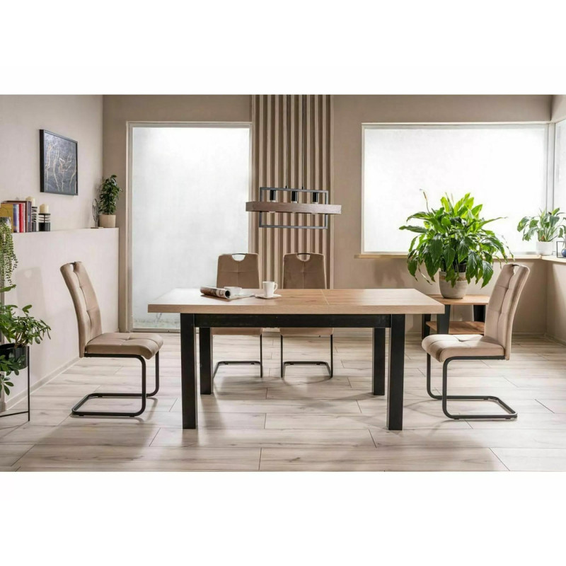 STÓŁ PRESTO DĄB ARTISAN / CZARNY 140(218)X80