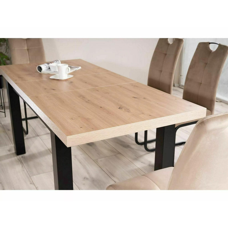 STÓŁ PRESTO DĄB ARTISAN / CZARNY 140(218)X80