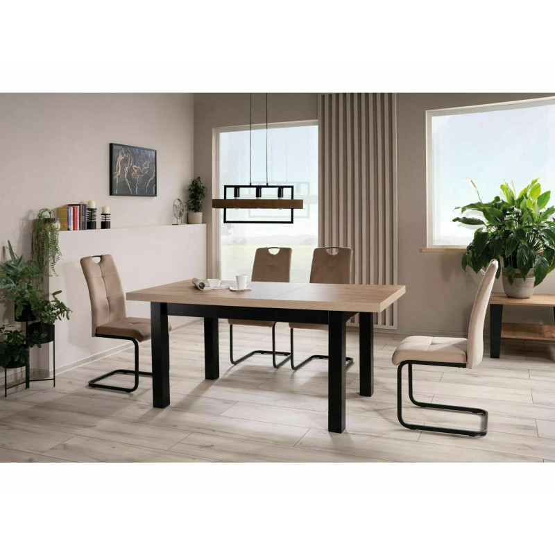 STÓŁ PRESTO DĄB ARTISAN / CZARNY 140(218)X80