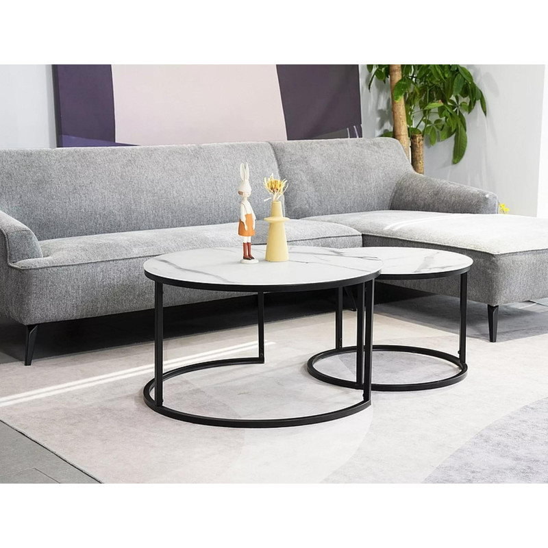 ŁAWA ATLANTA C BIAŁY MAT EFEKT MARMURU / CZARNY MAT ZESTAW