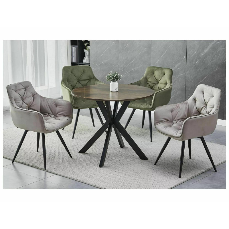 STÓŁ TALIA II ORZECH/CZARNY MAT FI 90