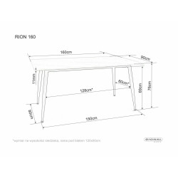 STÓŁ RION BIAŁY/ CZARNY STELAŻ 160X90