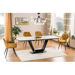 Ceramiczny stół Armani Ceramic biały efekt marmuru/czarny mat 160(220)x90 Ceramiczny stół Armani Ceramic biały efekt marmuru/czarny mat 160(220)x90