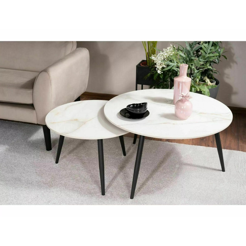 ŁAWA KORA D BIAŁY FI80 FI60/ CZARNY MAT ZESTAW