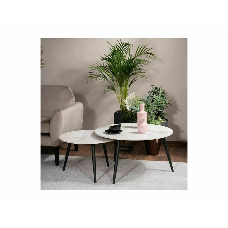 ŁAWA KORA D BIAŁY FI80 FI60/ CZARNY MAT ZESTAW