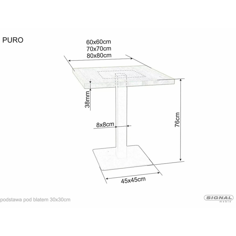 Kompaktowy stół Puro w stylu loftowym laminat dąb/czarny 70x70