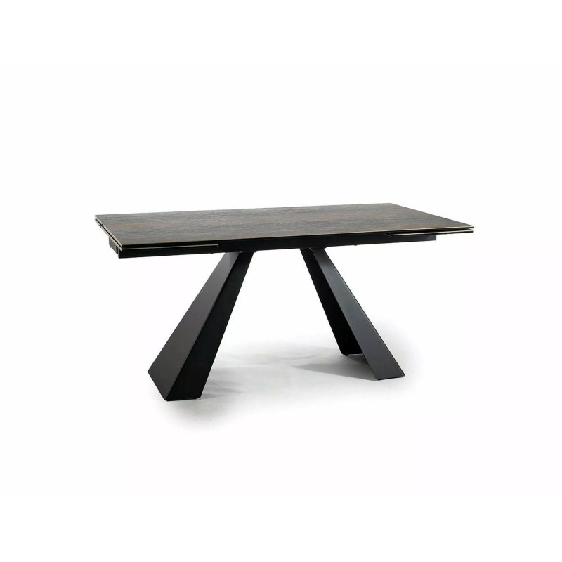 Rozkładany stół Salvadore Ceramic brąz efekt drewna/czarny mat (160-240)x90