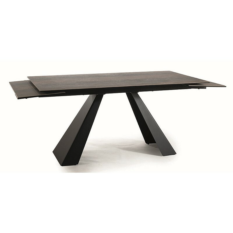 Rozkładany stół Salvadore Ceramic brąz efekt drewna/czarny mat (160-240)x90