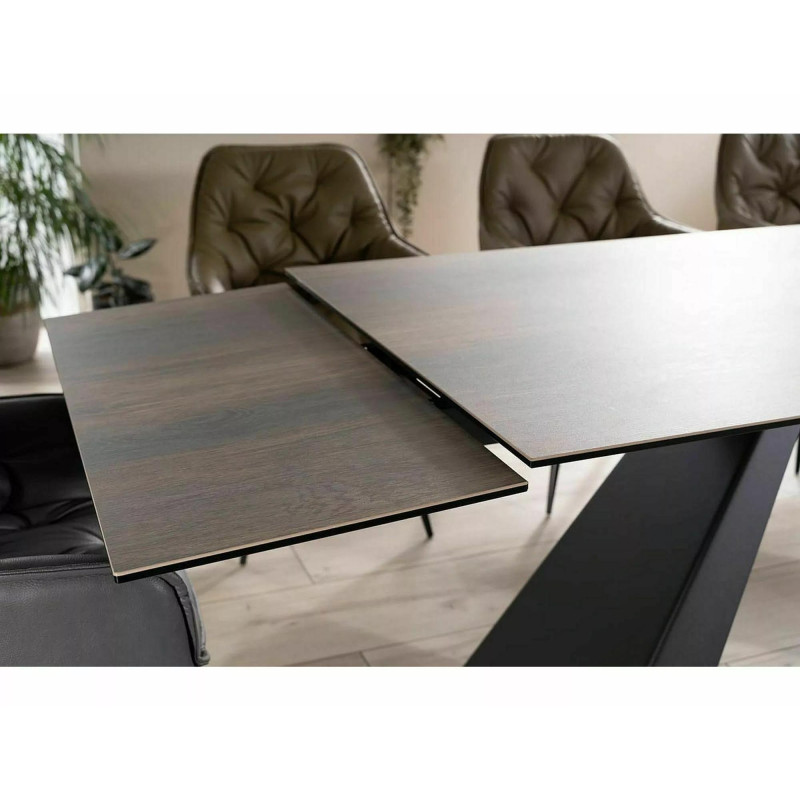 Rozkładany stół Salvadore Ceramic brąz efekt drewna/czarny mat (160-240)x90