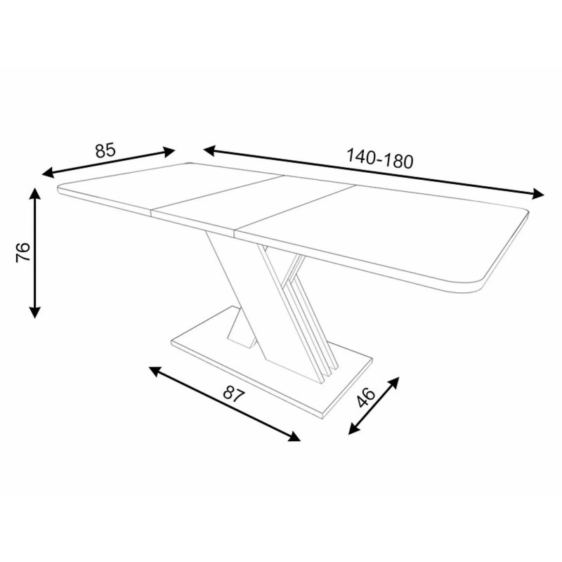 Rozkładany stół Exel dąb artisan/antracyt 140(180)X85