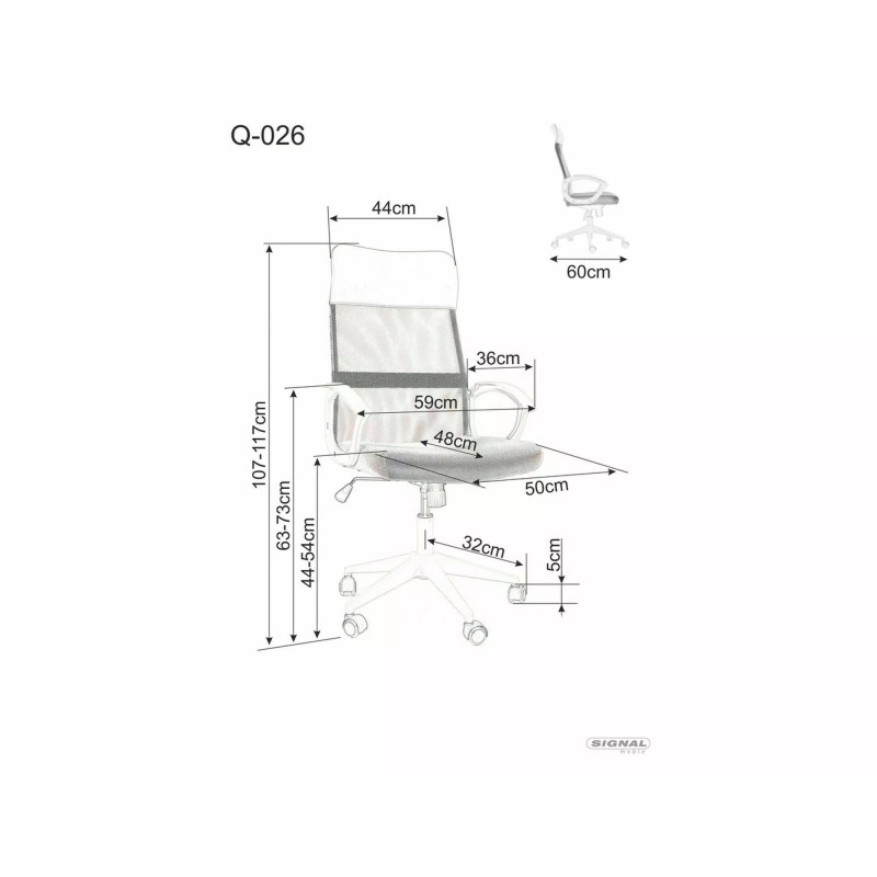 FOTEL OBROTOWY Q-026 SZARY