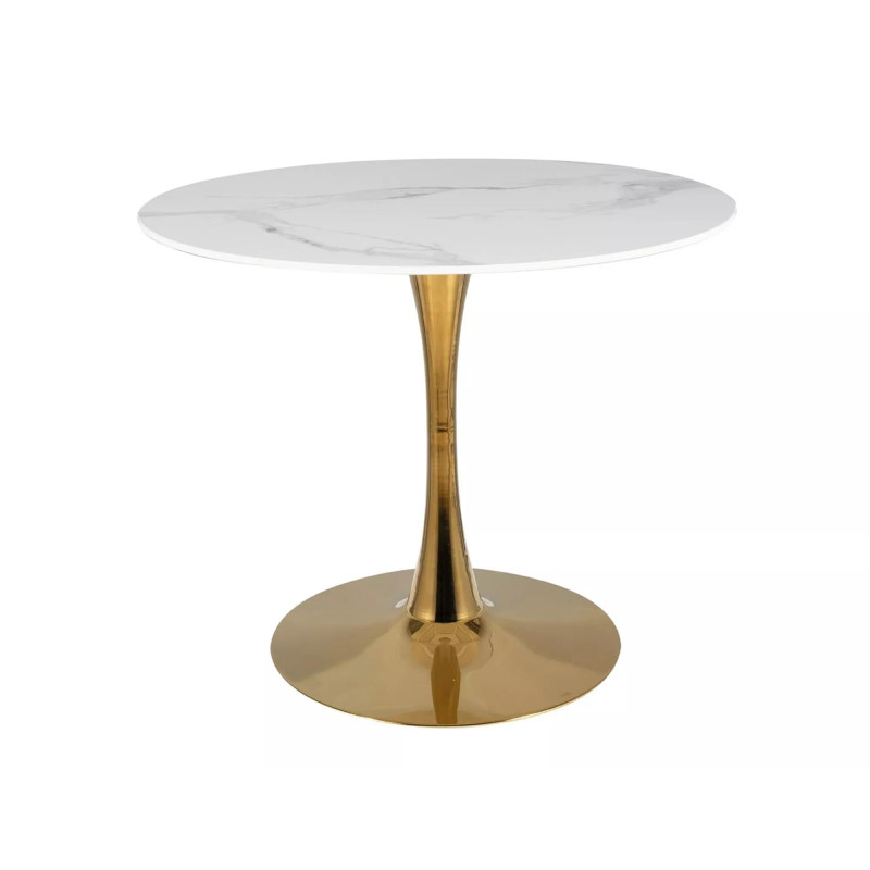 Okrągły stół Espero biały efekt marmuru/złoty FI 90