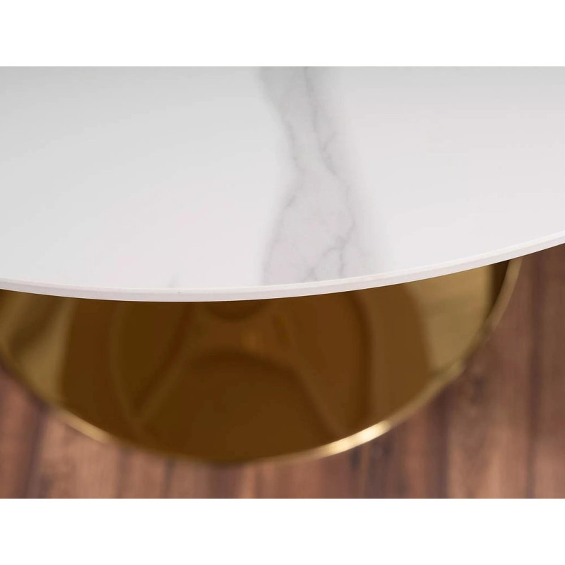 Okrągły stół Espero biały efekt marmuru/złoty FI 90