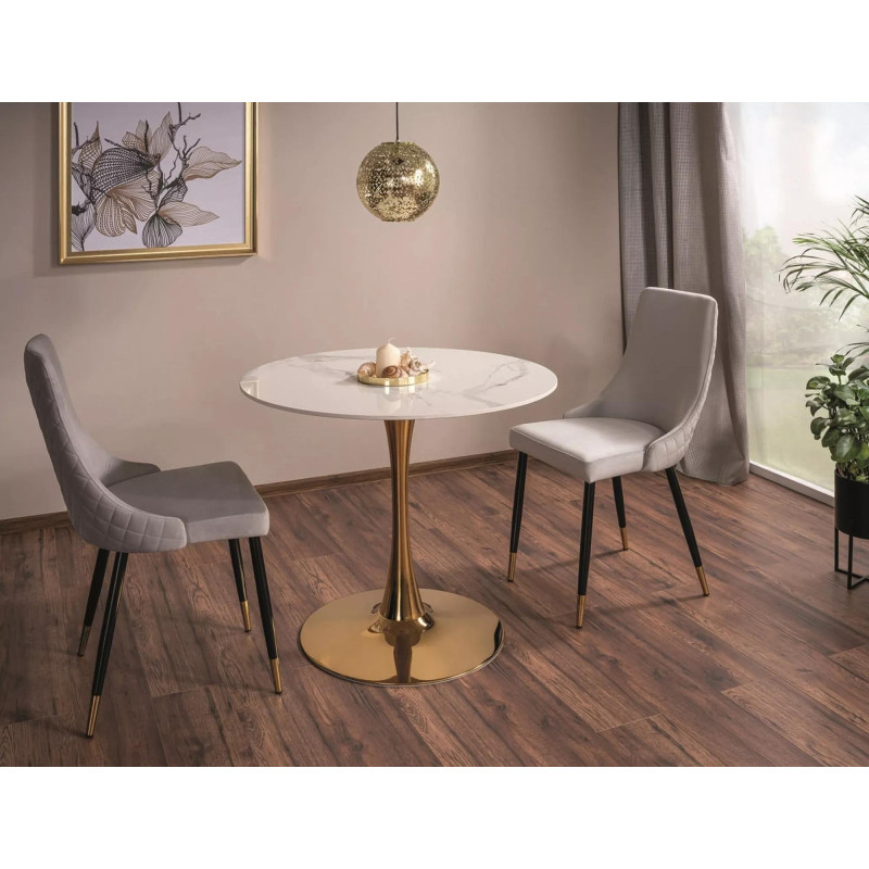 Okrągły stół Espero biały efekt marmuru/złoty FI 90