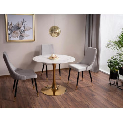 Okrągły stół Espero biały efekt marmuru/złoty FI 90