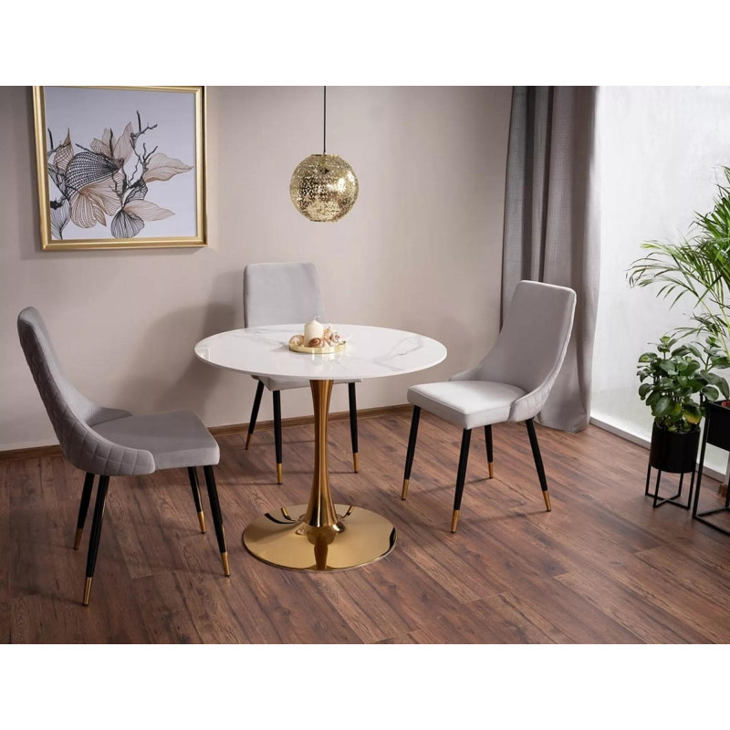 Okrągły stół Espero biały efekt marmuru/złoty FI 90