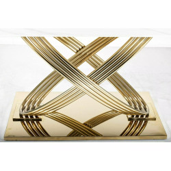 Nowoczesny stół Hermes z ceramicznym blatem biały efekt marmuru/złoty 160x90