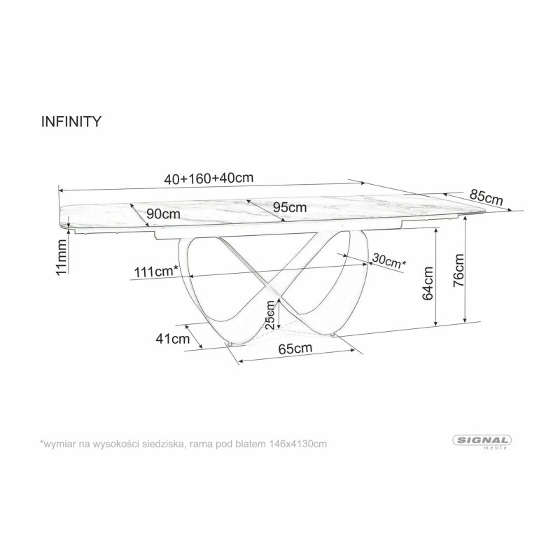 Stół rozkładany Infinity Ceramic z ceramicznym blatem azario black/czarny mat 160(240)x95