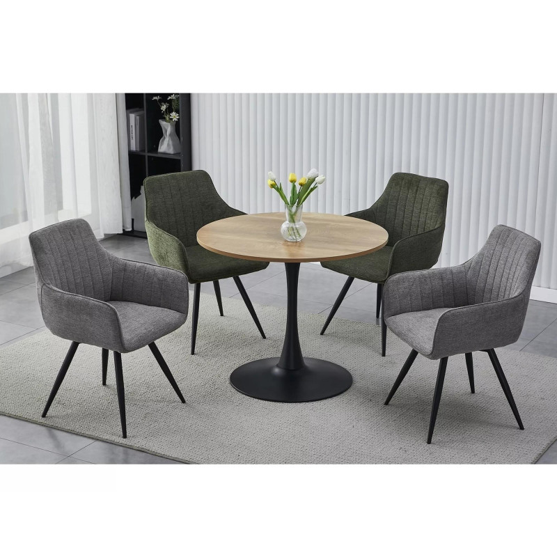 STÓŁ AMADEO II DĄB/CZARNY MAT FI 90