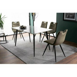 Stół Ivy szary efekt marmuru/czarny stelaż 140X80