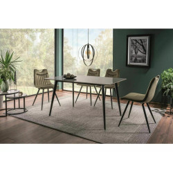 Stół Ivy szary efekt marmuru/czarny stelaż 140X80