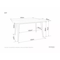 Stół Ivy szary efekt marmuru/czarny stelaż 140X80