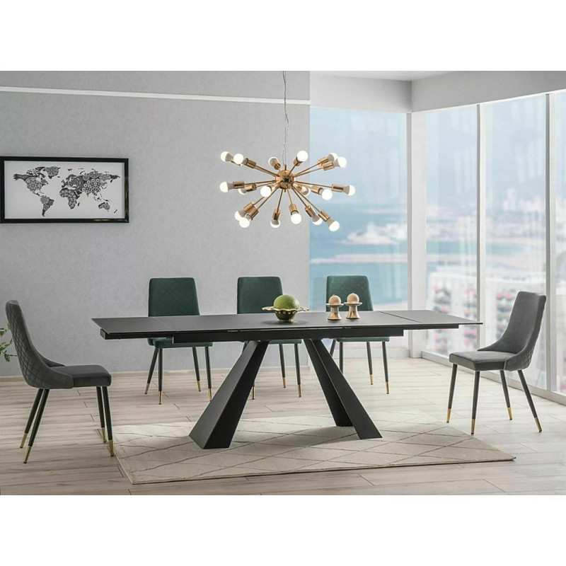 Rozkładany stół Salvadore czarny mat (160-240)x90