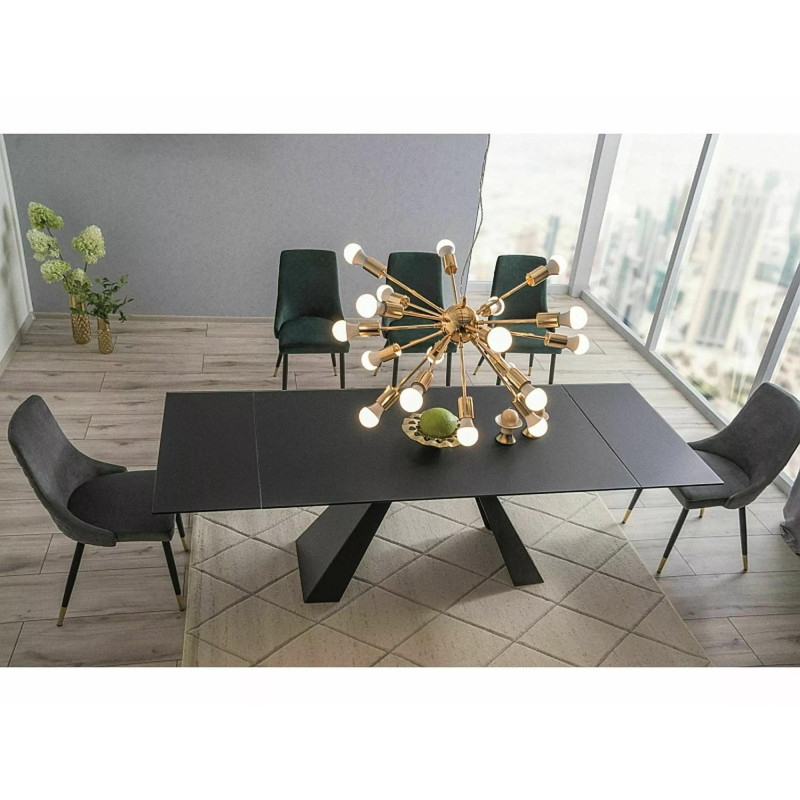 Rozkładany stół Salvadore czarny mat (160-240)x90