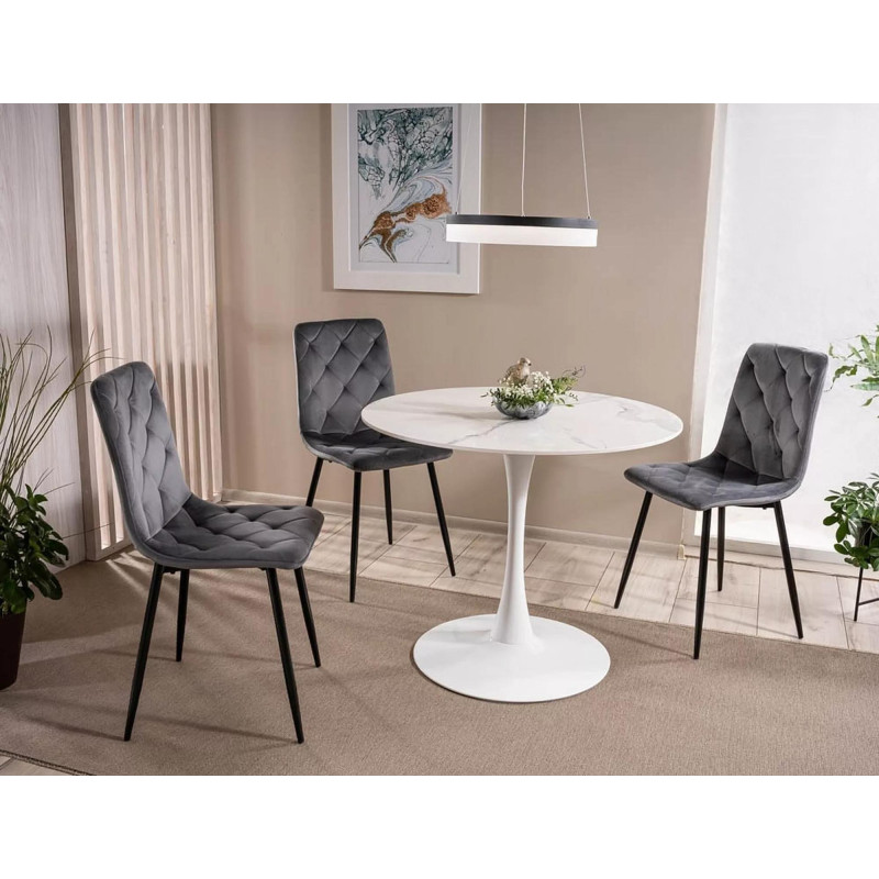 Okrągły stół Espero biały efekt marmuru/biały FI 90