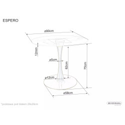 Okrągły stół Espero biały efekt marmuru/biały FI 90