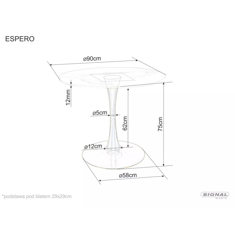 Okrągły stół Espero biały efekt marmuru/biały FI 90