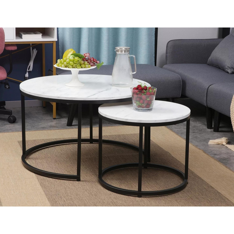 ŁAWA DION BIAŁY EFEKT MARMURU/CZARNY (ZESTAW)