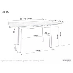 Rozkładany stół GD017 czarny/chrom 110(170)x74