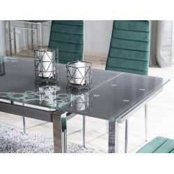 Rozkładany stół GD017 czarny/chrom 110(170)x74