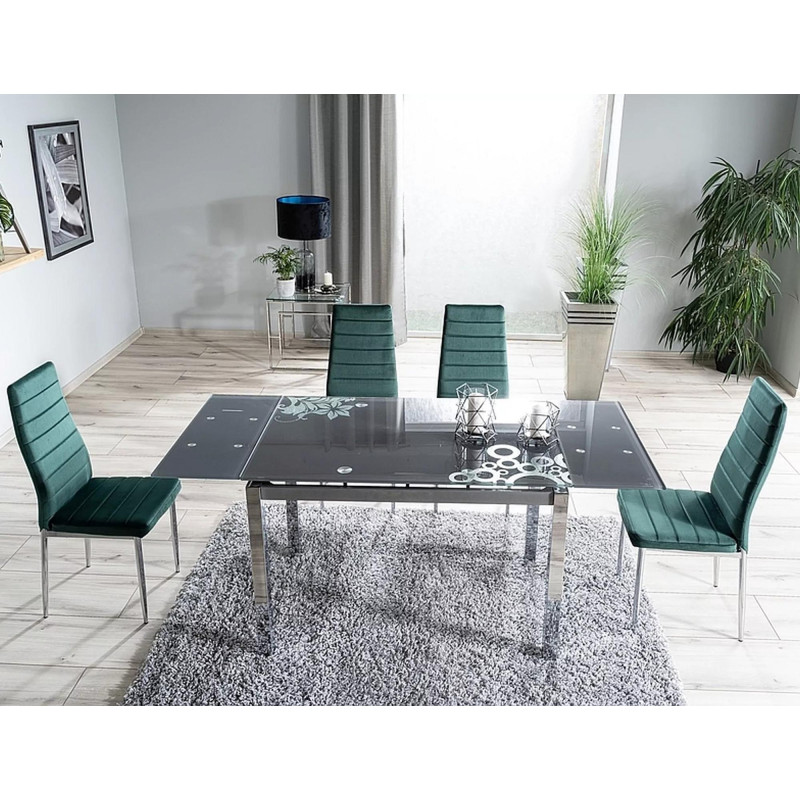 Rozkładany stół GD017 czarny/chrom 110(170)x74