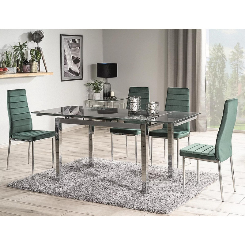 Rozkładany stół GD017 czarny/chrom 110(170)x74