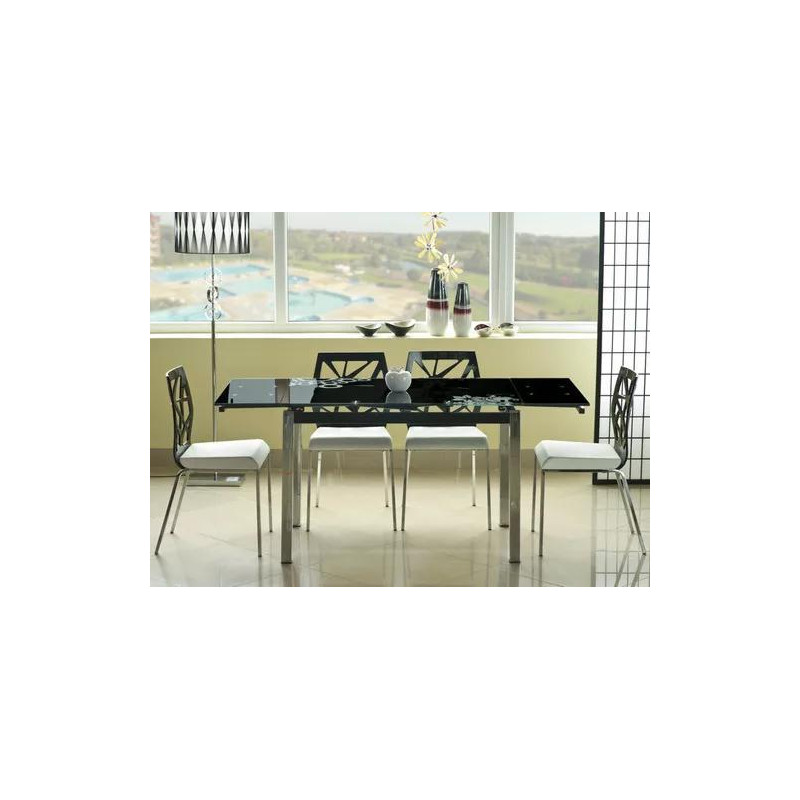 Rozkładany stół GD017 czarny/chrom 110(170)x74